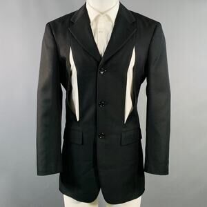 COMME des GARCONS HOMME PLUS AD2024 Size M Black Twill Wool Cutout Sport Coat